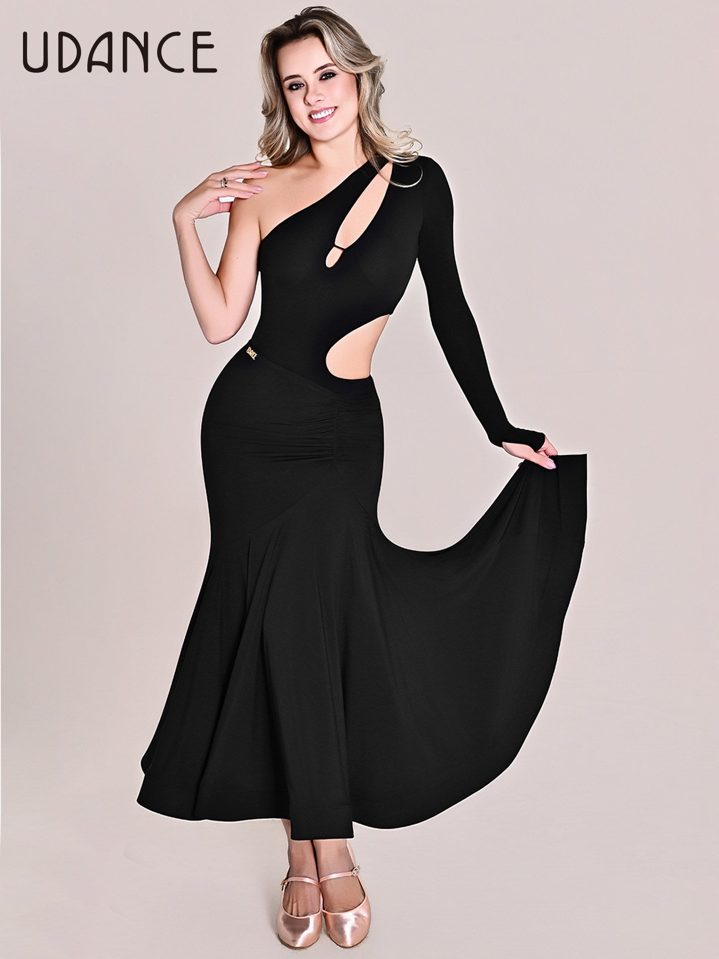 UDANCE Women's Ballroom Dance Skirt High Waist Hip Covering Skirt AMD04