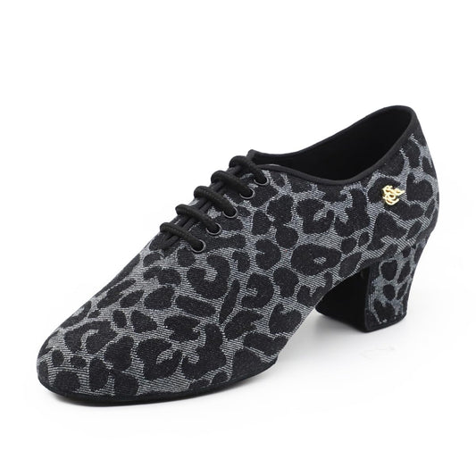 BD Dance Leopard Print Denim Oxford Latin Shoes for Men Ballrom Professional Dance Practice Performance Stage Footwear #T1-B