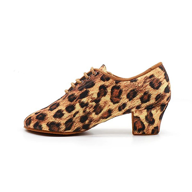 BD Dance  Women's Latin Dance Shoes with Soft Soles, Leopard Print, Two-Point Platform, Buckle-Up Ballroom Dance Shoes BDDT1-B