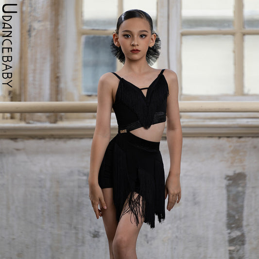 Udance【Unique】New Latin Dance Dress Summer Girls' Daily Practice Dress US20