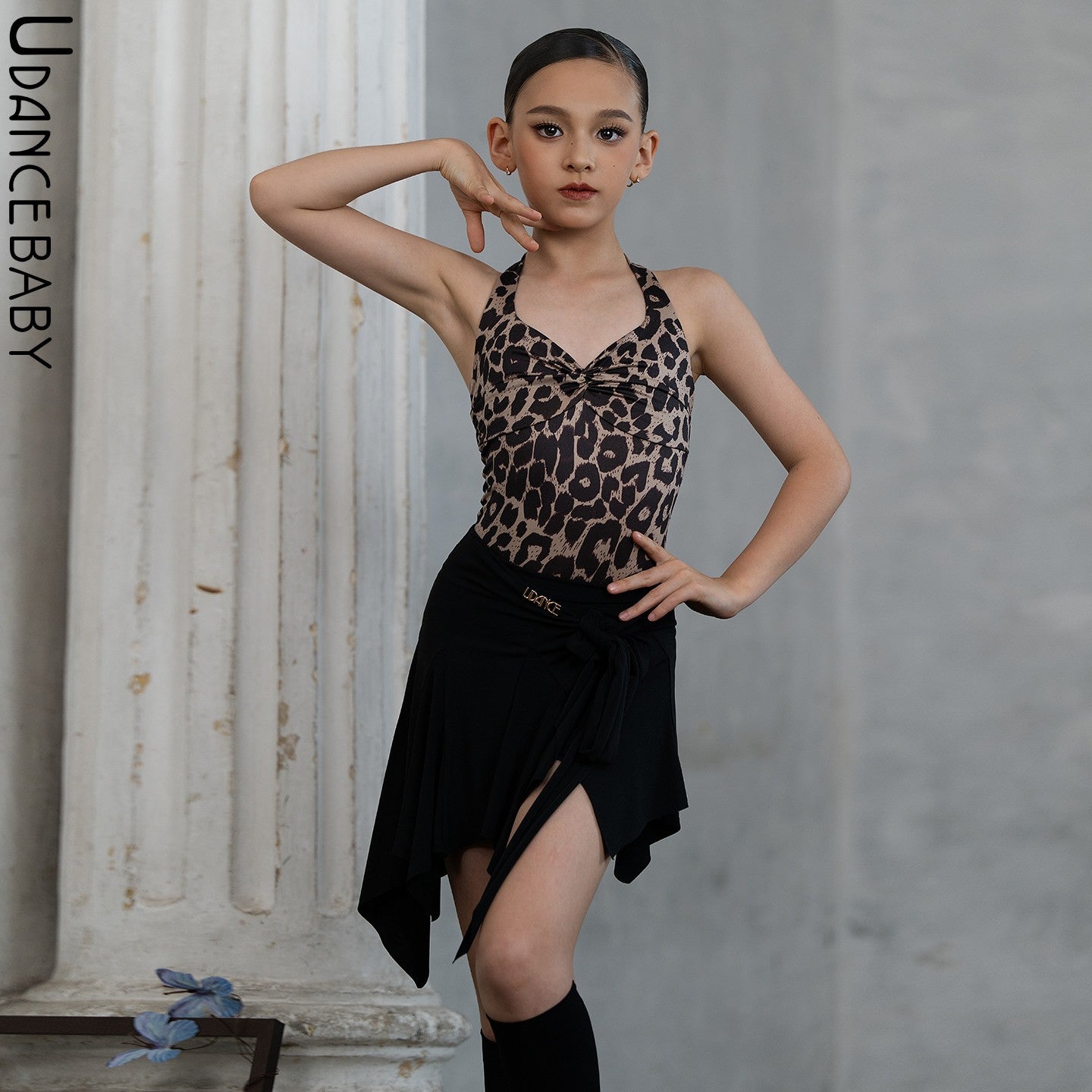 Udance【Classic】Latin dance girls' daily practice clothes, advanced version body clothes, leopard print dance clothes US28