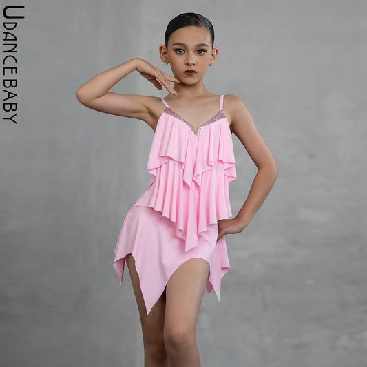 Udance【Sugar】New Latin dance outfit, super beautiful practice outfit, summer camisole dress US06