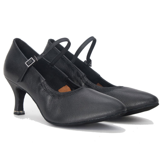 BD Dance Women's Ballroom Latin Dance Shoes Professional Jazz Waltz Practice Sandals Classic Black Leather Kitten Heel Pumps #107 4.5-11