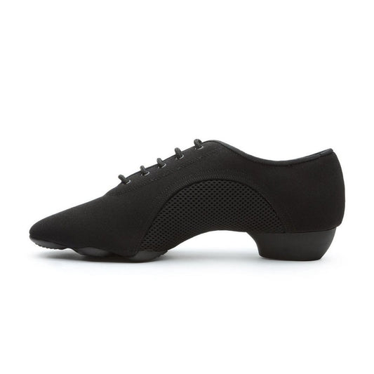 BD Dance Professional Men's Latin Dance Oxford Shoes Mesh Side Low Heel Design for Ballroom Dancing Practice Jazz Black Canvas #JW-1
