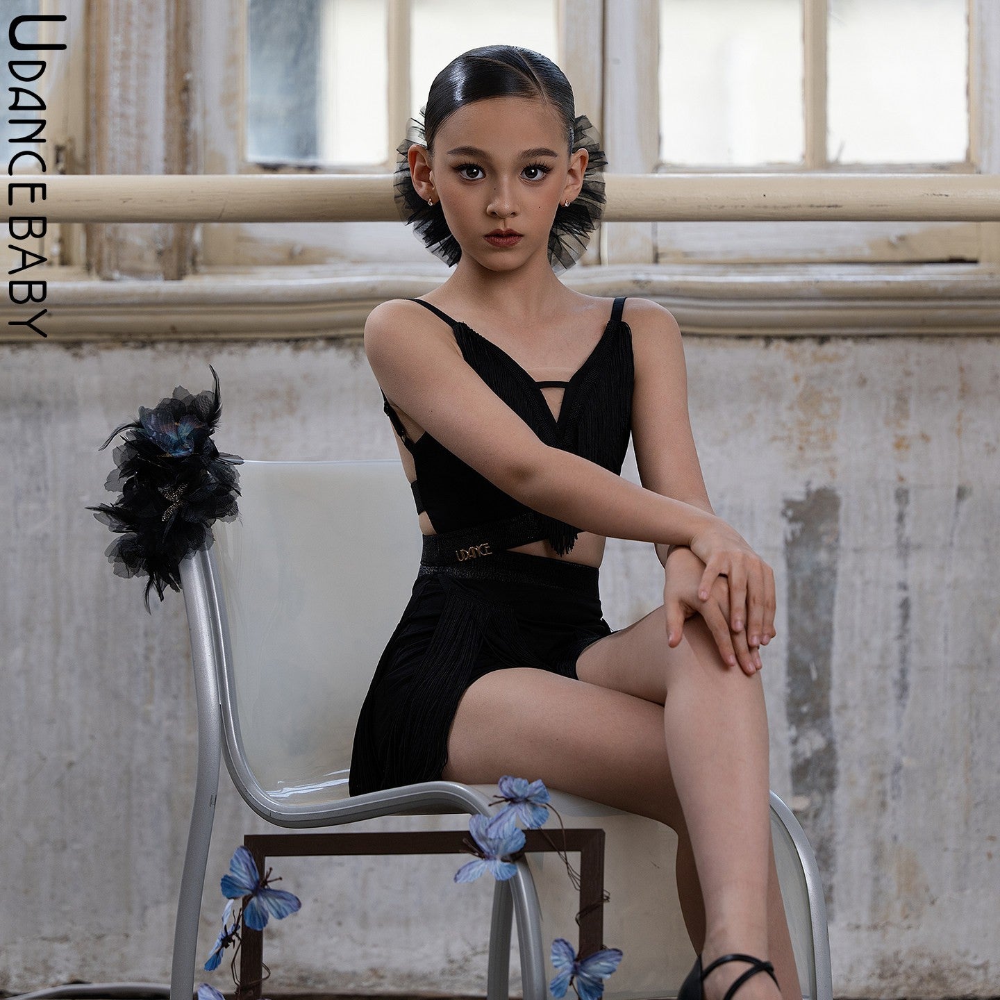 Udance【Unique】New Latin Dance Dress Summer Girls' Daily Practice Dress US20