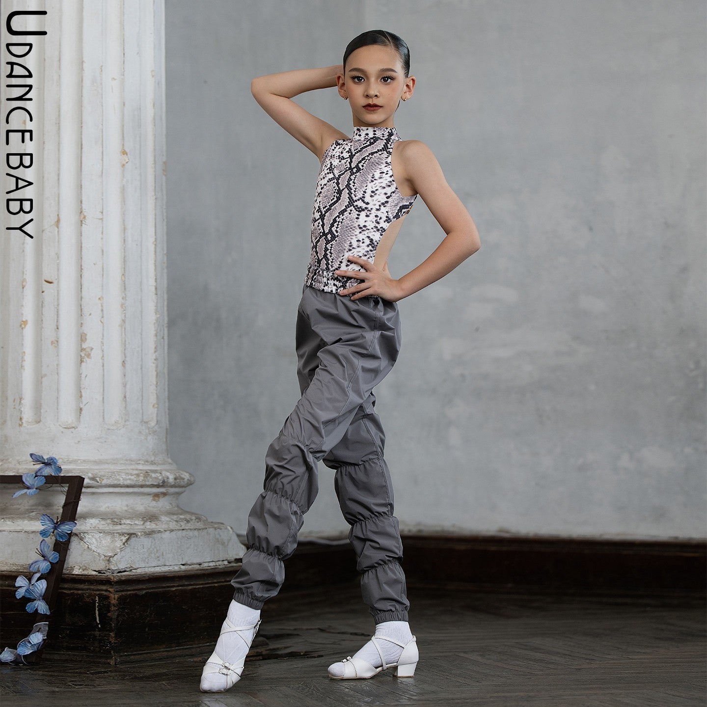 Udance【Curve】New Latin Dance Dress, Girls' Practice Dress, Body Dress, Fat Burning Sweating Pants US12