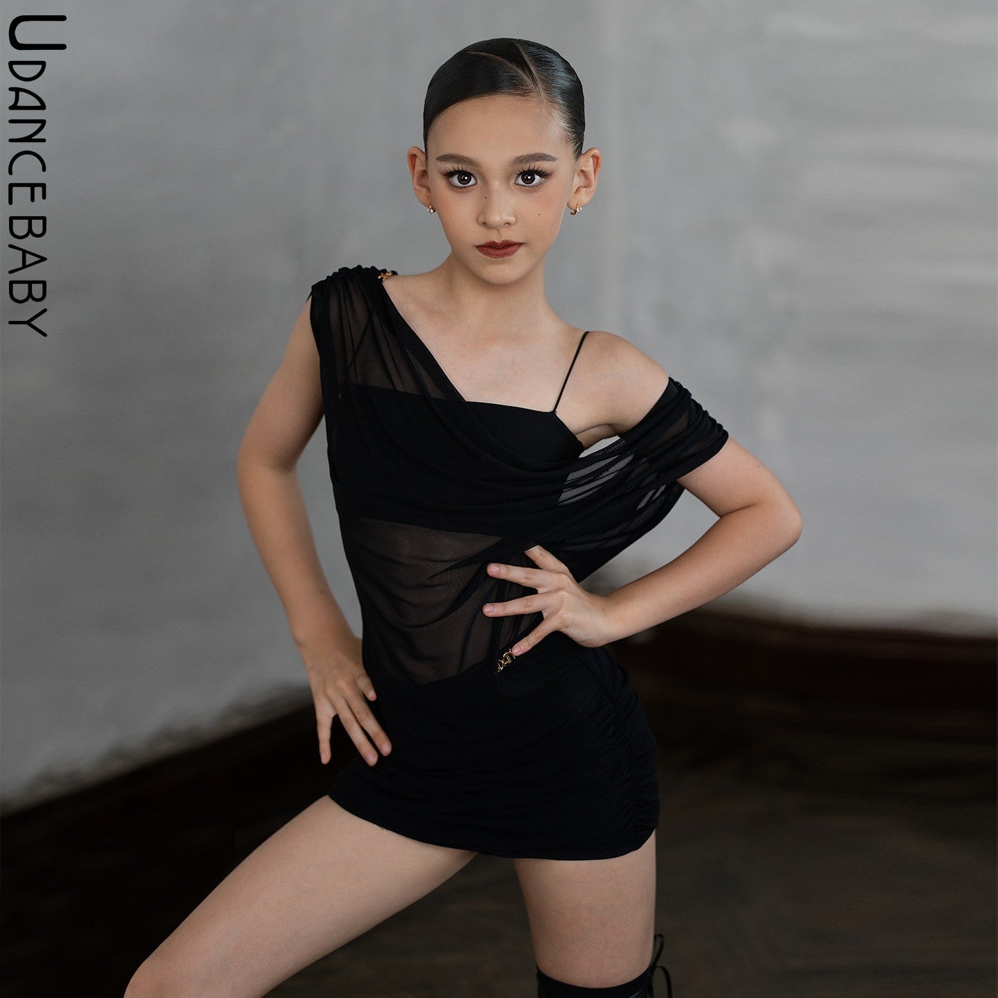 Udance【Charm】New Latin dance clothing, mesh dress, practice outfit, dance outfit US16