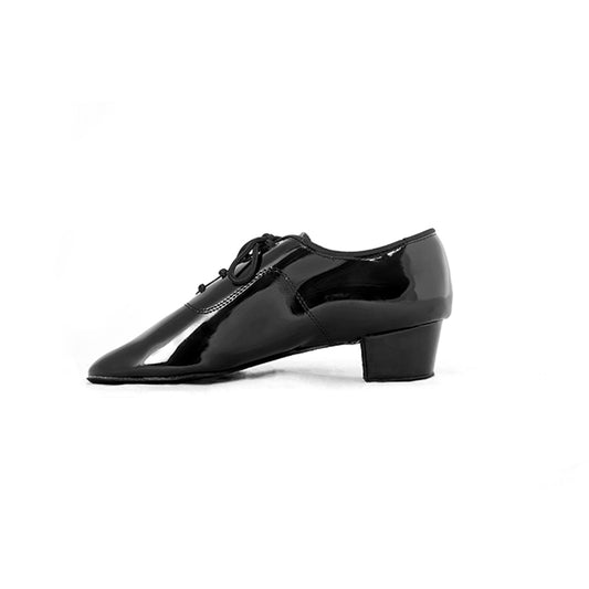 BD Dance Professional Boy's Latin Dance Shoes Performance Ballroom Oxford Black Patent Leather Low Heel Lace-up #802
