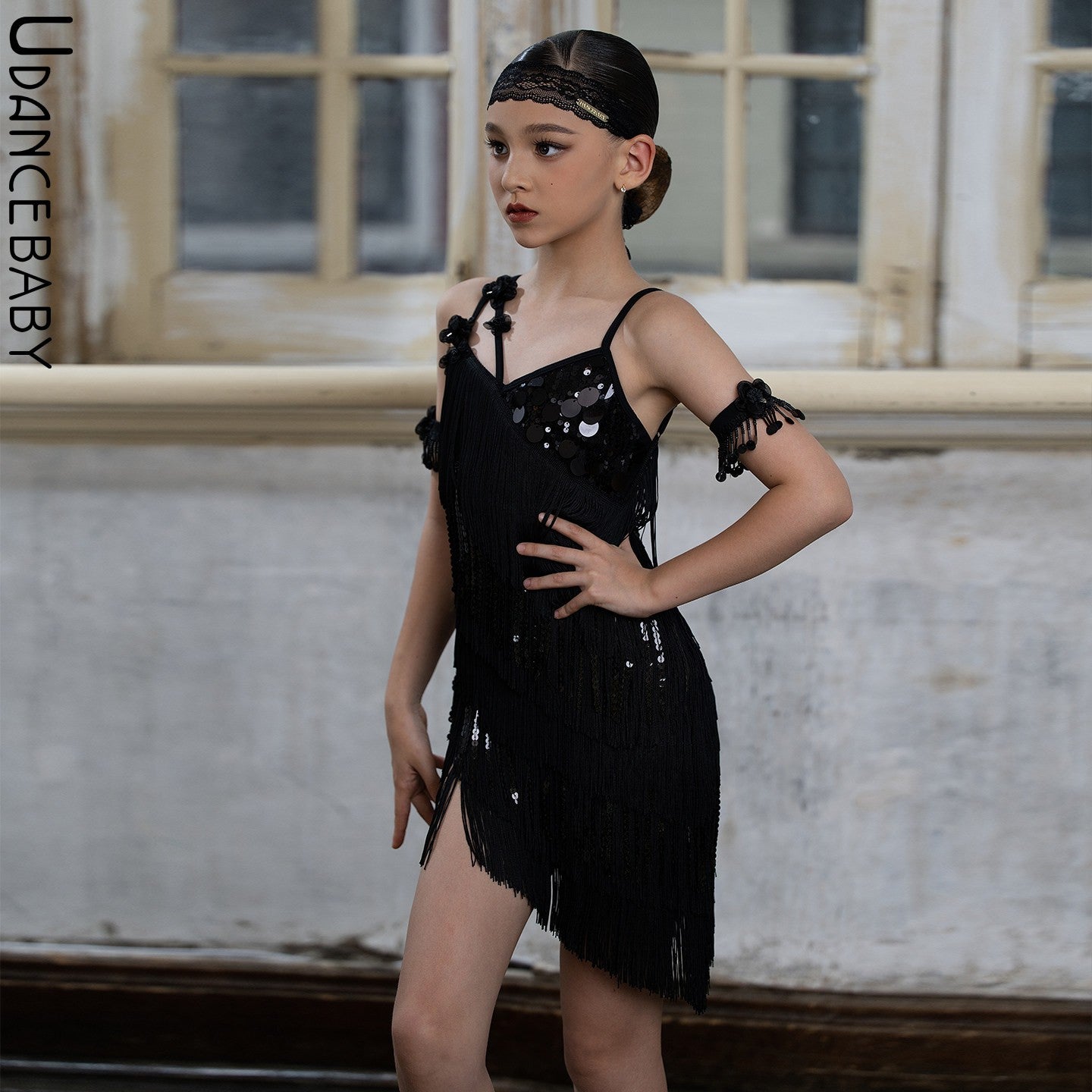 Udance Latin competition performance high-end fringe dress glitter gown super beautiful competition outfit US17