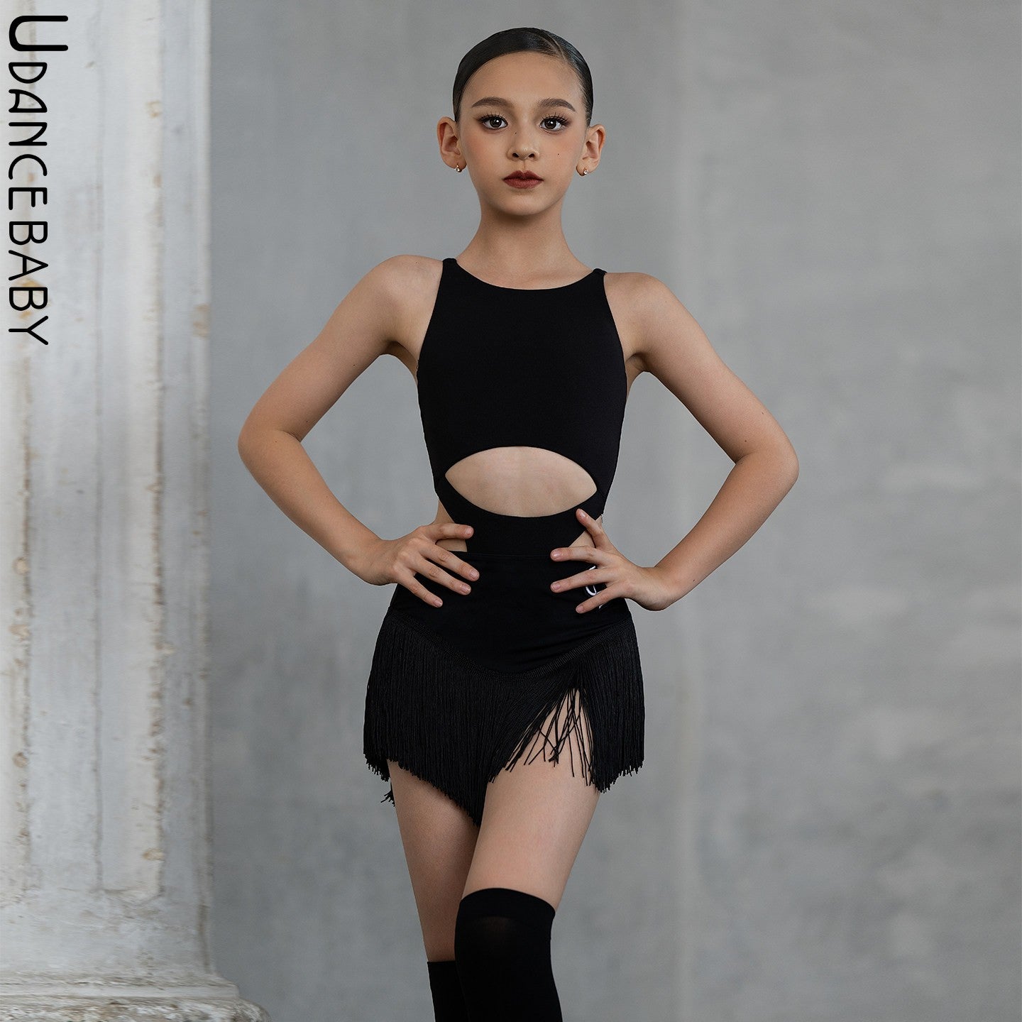 Udance【Grace】New Design Bare-Skin Feel Sleeveless Bodysuit for Female Children's Latin Dance Training Wear US22