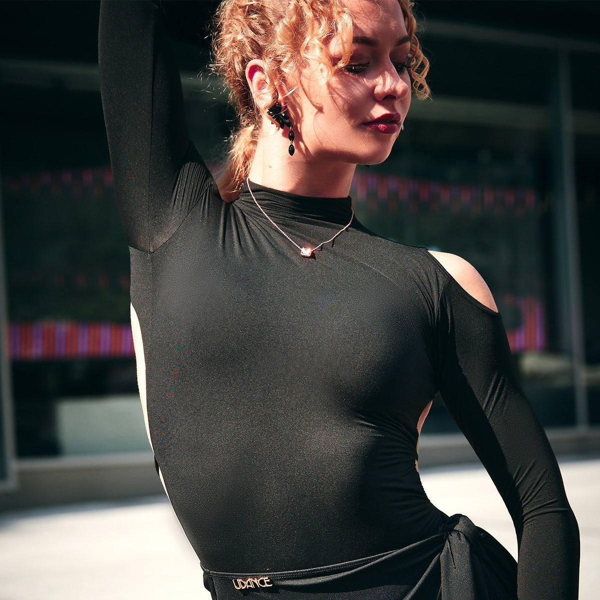 Udance Advanced Latin Dance Top Women's New Dance Dress Long Sleeve Shoulder Leakage High Elastic Body Dress A139