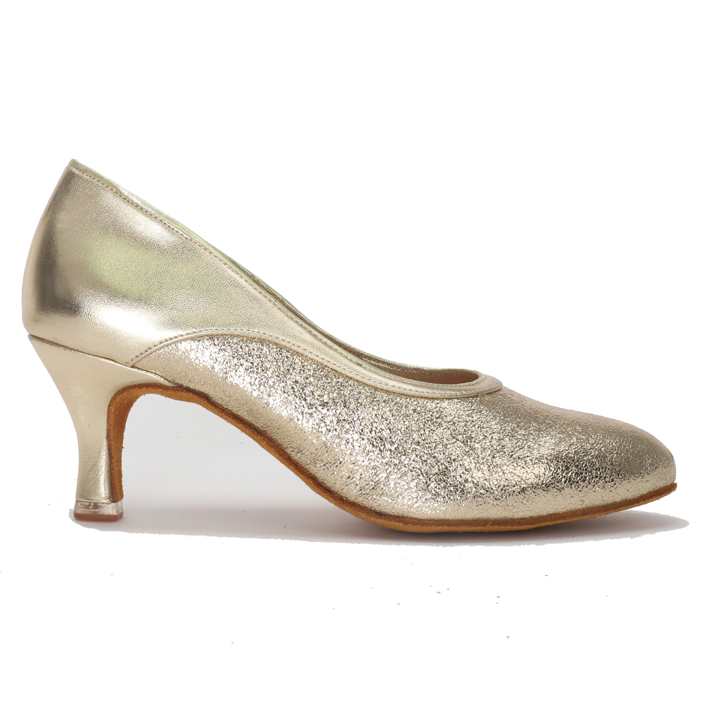 BD Dance Women's Gold Leather Pumps Performance Latin Modern Dance Shoes Professional Practice Ballroom Court Heels #190