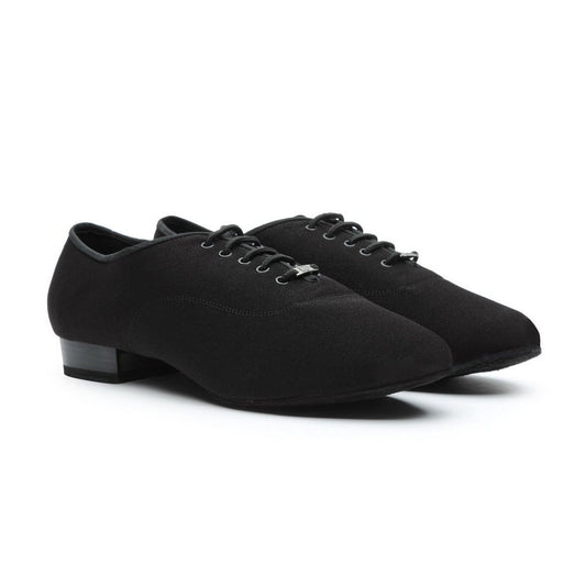 BD Dance Shoes Men's Dancing Latin Salsa Tango Jazz Ballroom Training Practice Leather Canvas 302-1, Black, 6-14