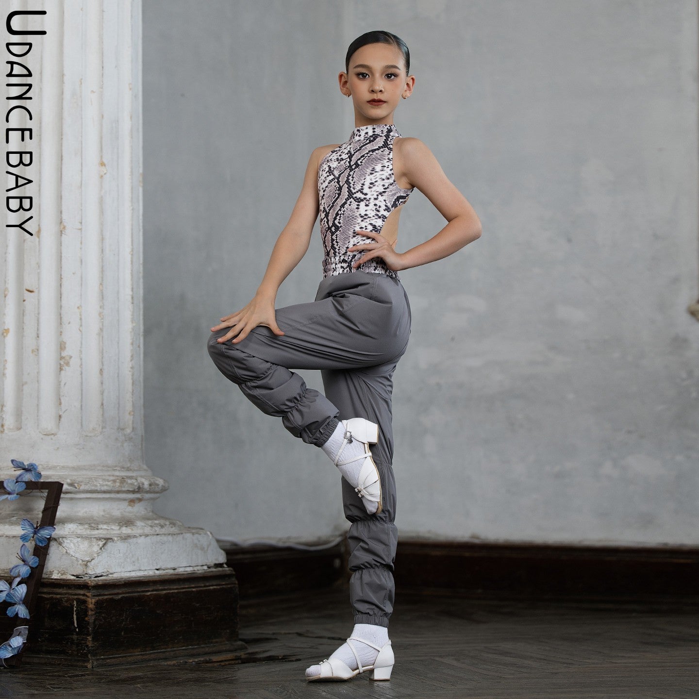 Udance【Curve】New Latin Dance Dress, Girls' Practice Dress, Body Dress, Fat Burning Sweating Pants US12