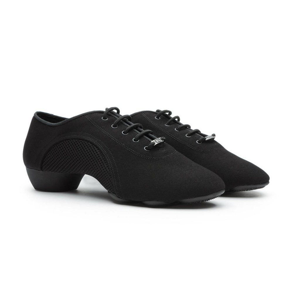 BD Dance Professional Men's Latin Dance Oxford Shoes Mesh Side Low Heel Design for Ballroom Dancing Practice Jazz Black Canvas #JW-1