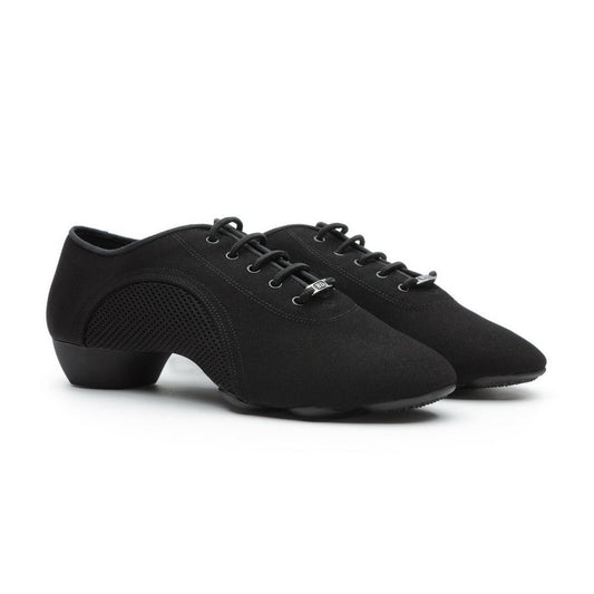 BD Dance Professional Men's Latin Dance Oxford Shoes Mesh Side Low Heel Design for Ballroom Dancing Practice Jazz Black Canvas #JW-1