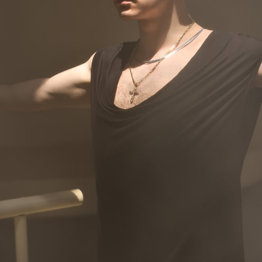 UDANCE Professional Stage Performance Clothing Men's Practice Clothes Top Tee V-neck T-shirt Breathable Loose T-shirt for Men A24