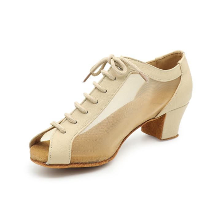 BD Dance Women's Professional Dance Practice Shoe Mesh Oxford Cuban Heel Peep-Toe Design for Ballroom Jazz Latin Dancing #T45