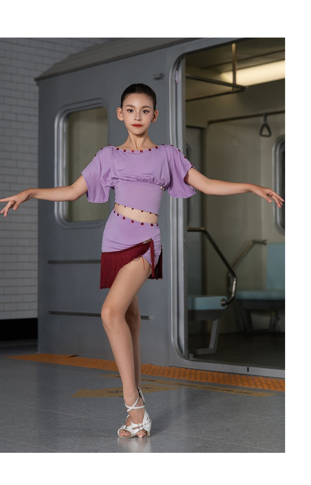 Udance 【 Berry Heartbeat 】 Latin Dance Top Premium Edition Dance Dress New Fashionable Button Adjustable US46