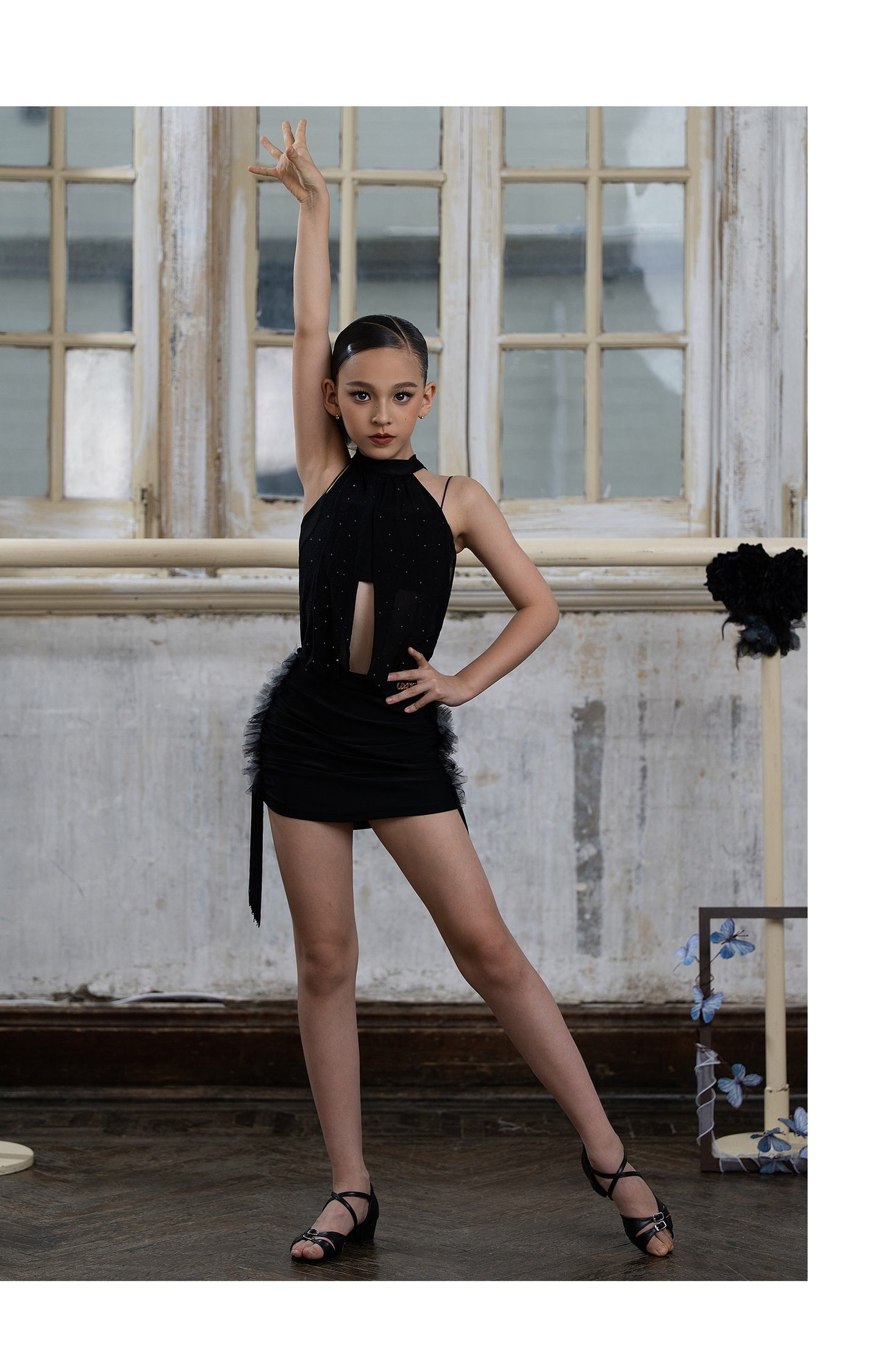 Udance【Misty】Latin dance dress for girls practicing new style super beautiful sleeveless dress US26