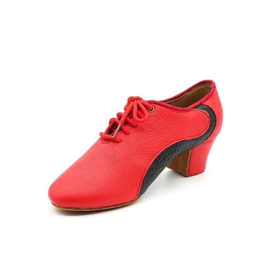 BD Dance Professional Red Latin Dance Shoes for Men Leather Performance Oxford Jazz Waltz Ballroom Dancing Practice Shoes #454