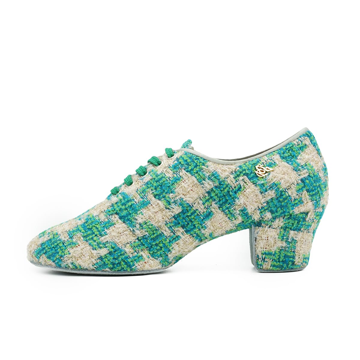 BD Ddance Handmade Professional Latin Dance Shoes for Women Teaching Practice Performance Oxford Shoes Houndstooth #T1-B