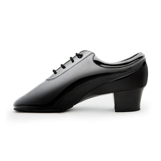 BD Dance Professional Latin Dance Shoes for Men Teaching Ballroom Men's Dancing Practice Oxford Shoes, Black Leather, #424, 6-14