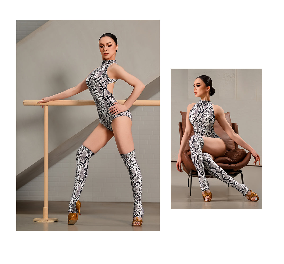 UDANCE Latin dance socks, dance specific socks, python patterned socks A110