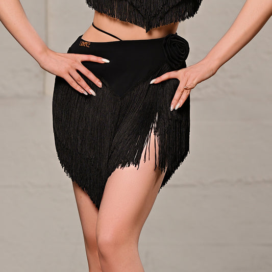UDANCE Latin Flared Skirt with Tassels, Professional Dance Skirt for Women Adults, New Dancewear for Practice A118