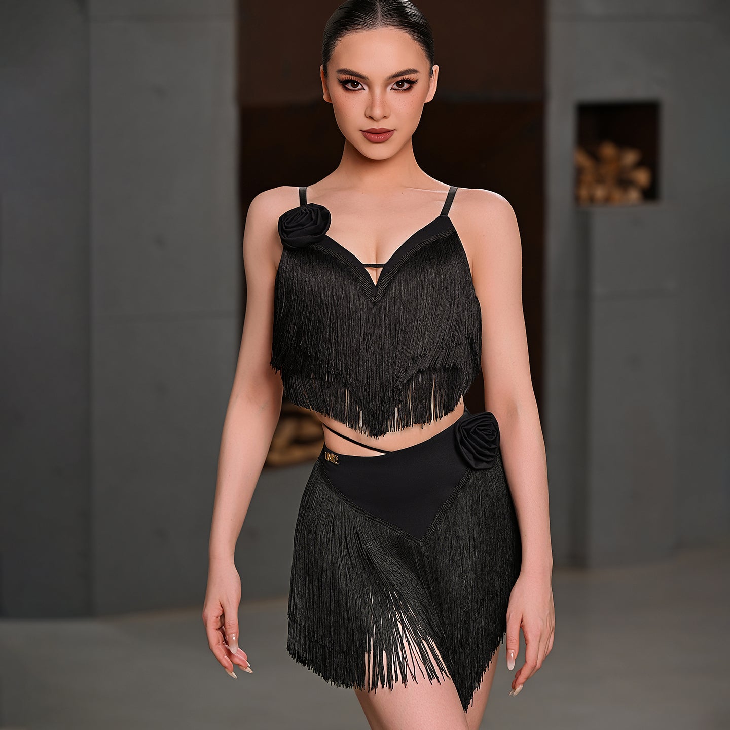 UDANCE Latin Flared Skirt with Tassels, Professional Dance Skirt for Women Adults, New Dancewear for Practice A118