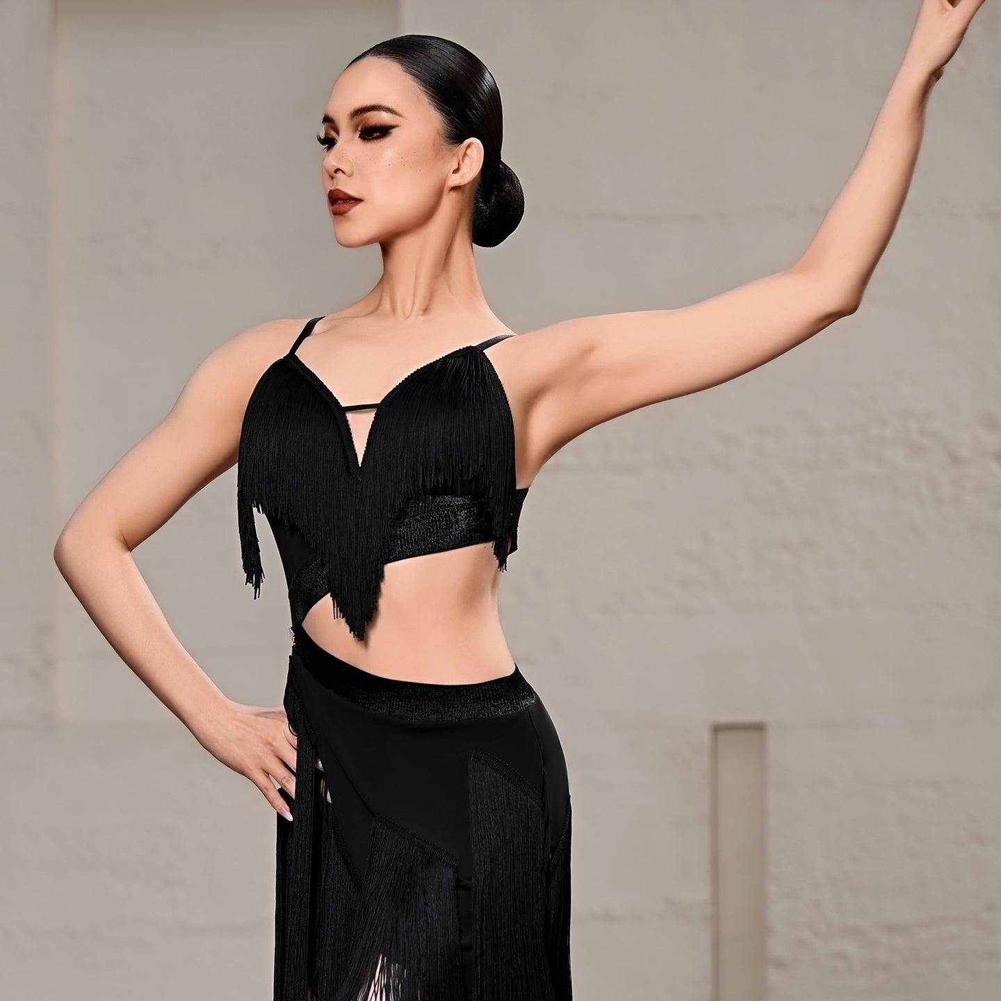 UDANCE Latin dance training uniform, women's adult new fashion dancewear set, fringe dress A119