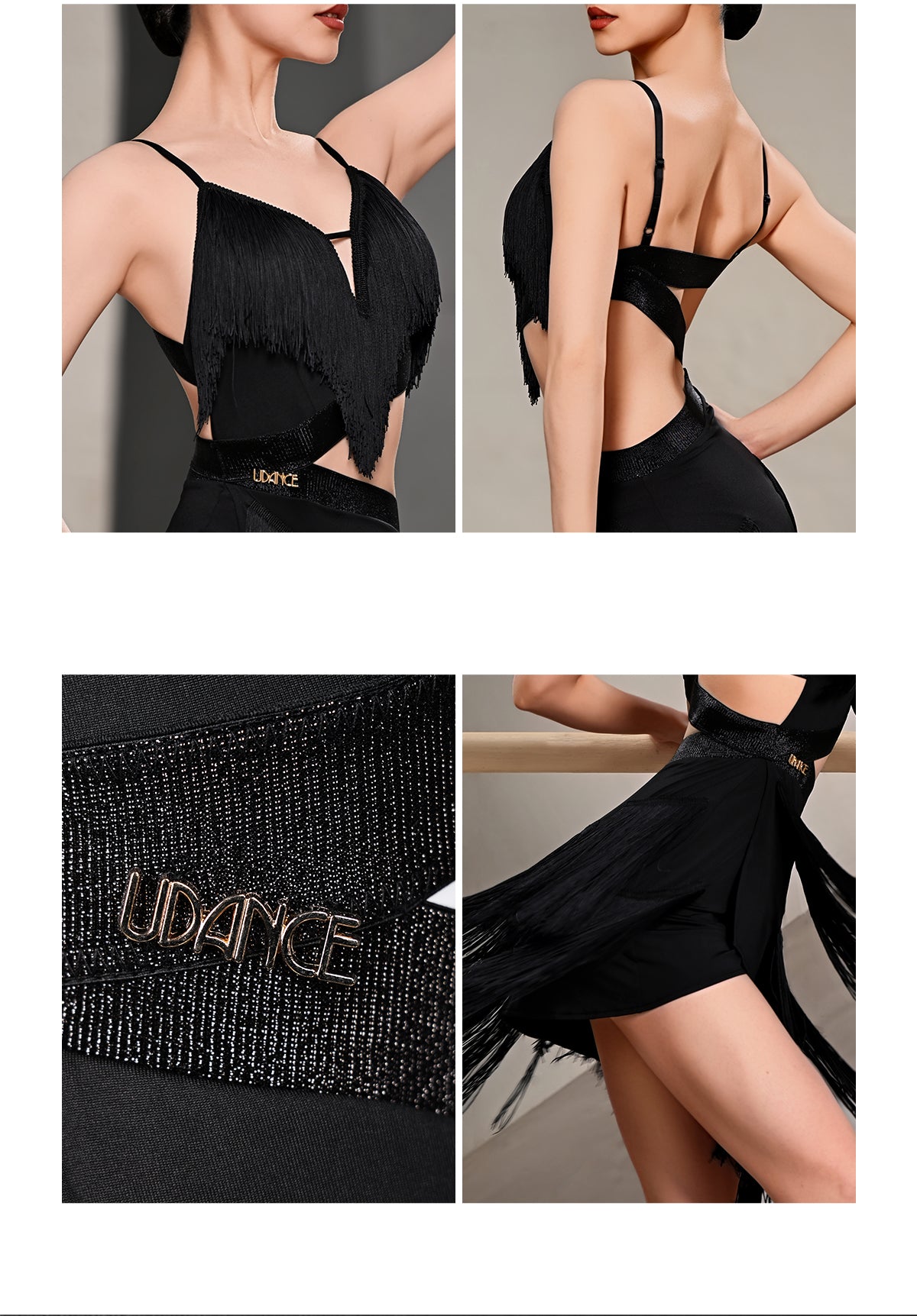 UDANCE Latin dance training uniform, women's adult new fashion dancewear set, fringe dress A119