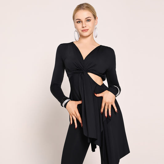 UDANCE 2025 in Stock Open Back Women's Tops Stage Performance Latin Dance Practice Wear Professional Fashion Dance Top for Women A46