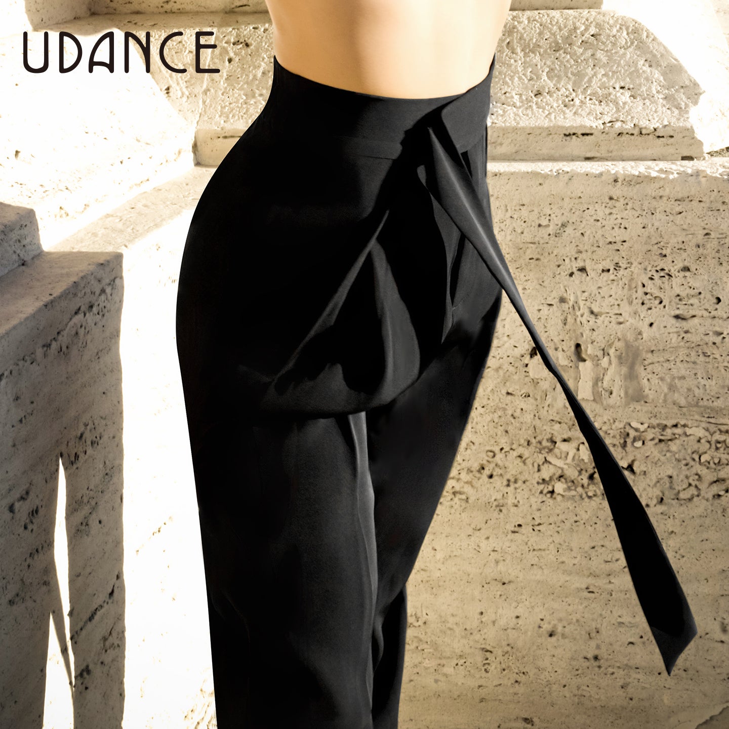 UDANCE 2025 New Unisex Latin Dance Pants Ribbon High-Waisted Practice Trousers for Women A535