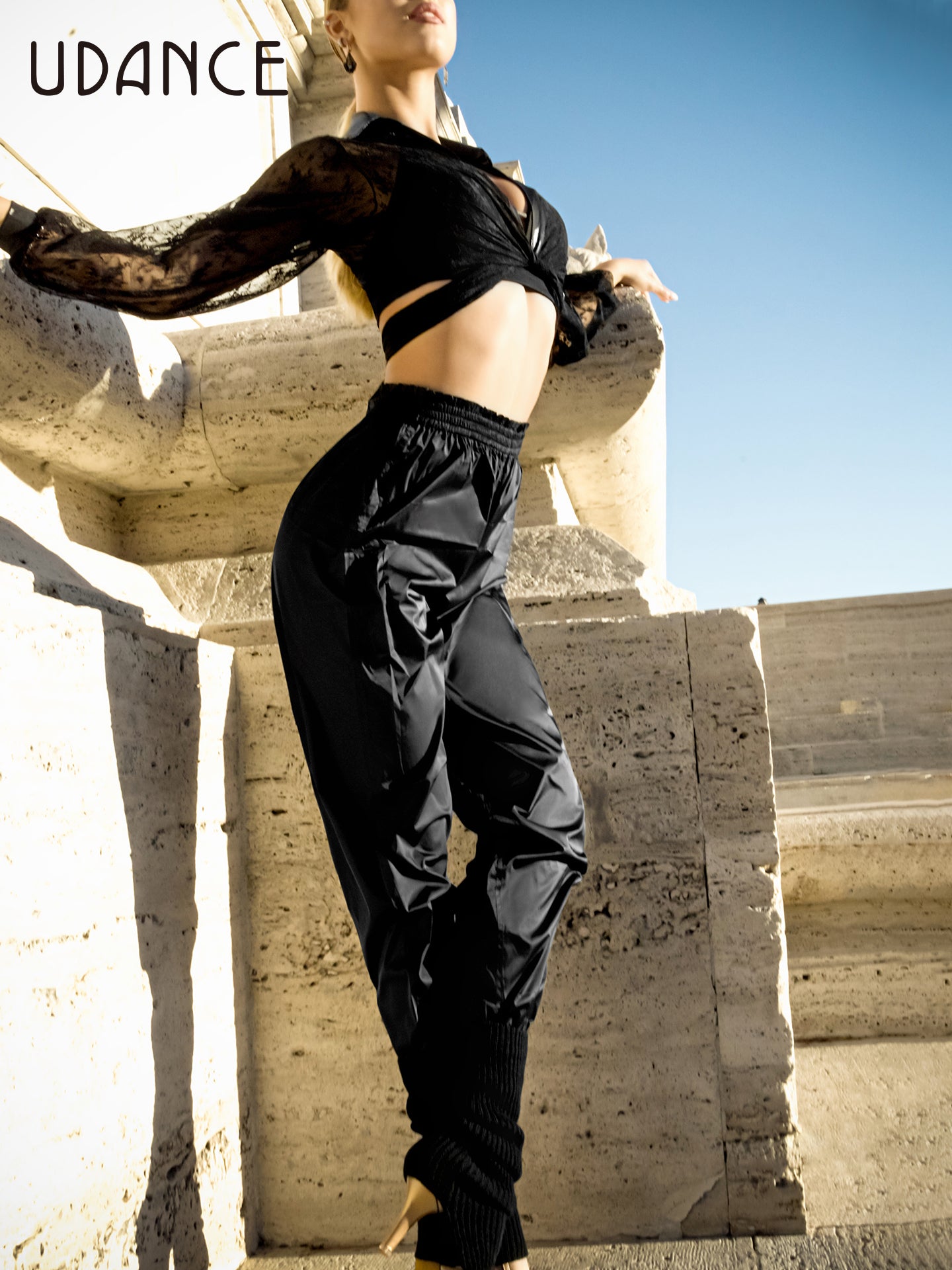 UDANCE 2025 New Women's Latin Dance Pants Ruffle Trim Ultra-Thin Loose-Fit Harem Pants for Women A70