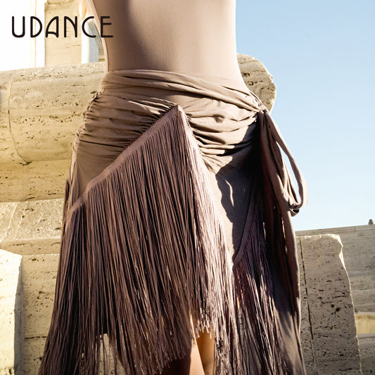 UDANCE 2025 New in Women's Latin Dance Hip Scarf Skirt Asymmetrical Fringe Wrap Skirt for Women A80