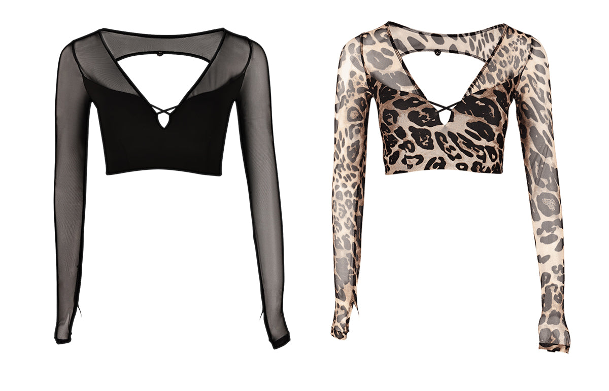 UDANCE 2025 New Latin Dance Top Long-Sleeve Practice Wear Dancewear Women's Crop Top A82