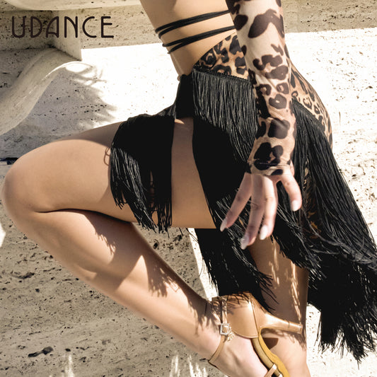 UDANCE Fringed Latin Dance Skirt Half Skirt 2025 New Arrival Dance Skirt Practice Wear Asymmetric Hem Fringe Skirt for Women A83