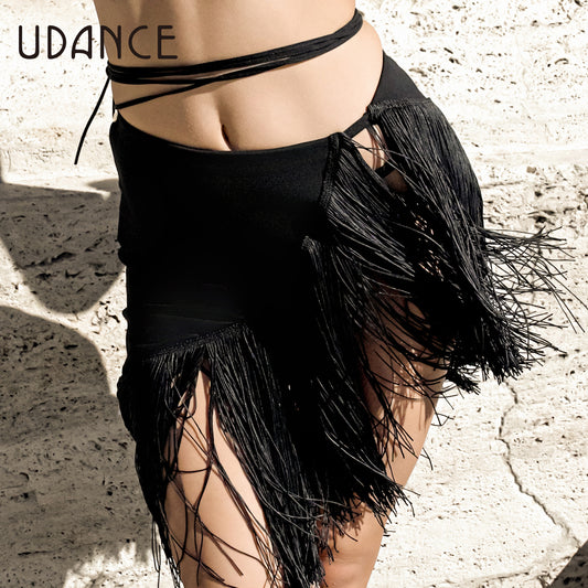 UDANCE Fringed Latin Dance Skirt Half Skirt 2025 New Arrival Dance Skirt Practice Wear Asymmetric Hem Fringe Skirt for Women A83