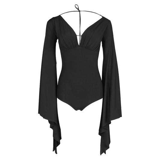 UDANCE Women's Ballroom Jumpsuit Long Sleeve Open Back Leotard AMD10