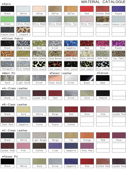 Custom Heel shape/ Size/ Material/ Width (Contact Us)