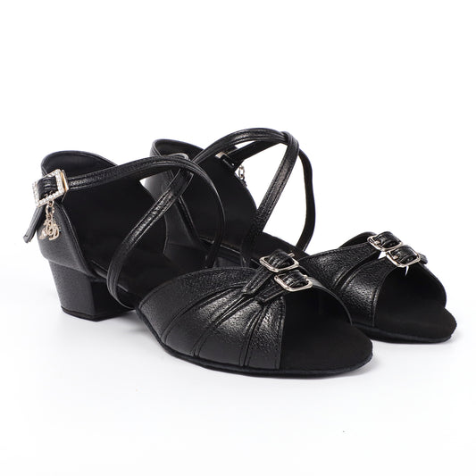 BD Dance Elegant Girl's Ballroom Dance Shoes Latin Shoes Children Waltz Jazz Tango Practice, Leather #609
