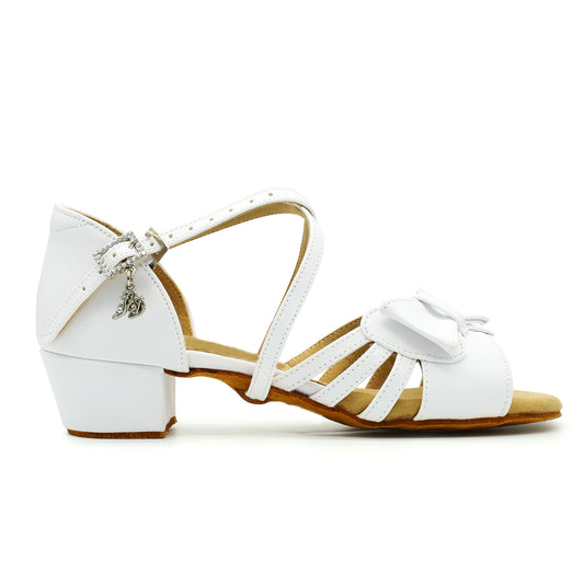 BD Dance Professional Girl's Latin Dance Shoes Stage Performance Sandals White Strappy Practice Ballroom Shoes #619