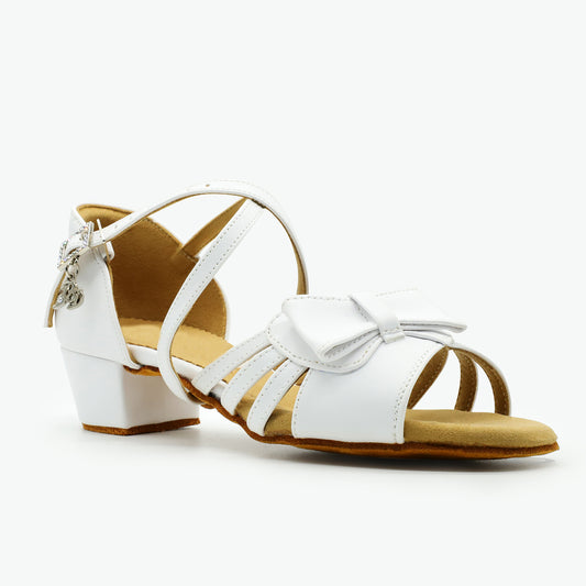 BD Dance Professional Girl's Latin Dance Shoes Stage Performance Sandals White Strappy Practice Ballroom Shoes #619