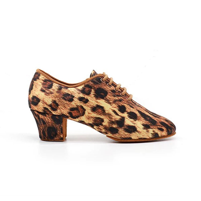 BD Dance  Women's Latin Dance Shoes with Soft Soles, Leopard Print, Two-Point Platform, Buckle-Up Ballroom Dance Shoes BDDT1-B