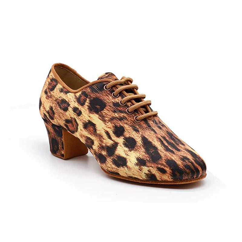 BD Dance  Women's Latin Dance Shoes with Soft Soles, Leopard Print, Two-Point Platform, Buckle-Up Ballroom Dance Shoes BDDT1-B