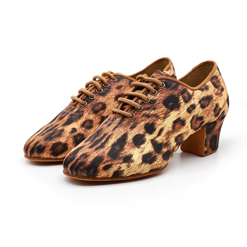 BD Dance  Women's Latin Dance Shoes with Soft Soles, Leopard Print, Two-Point Platform, Buckle-Up Ballroom Dance Shoes BDDT1-B