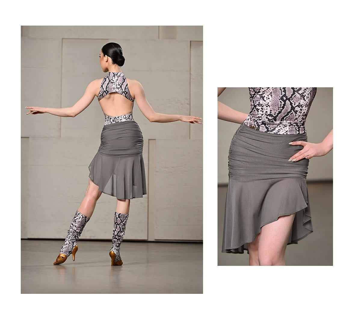 UDANCE Latin Dance Skirt – Snake Print Practice Skirt for Adult Women A108