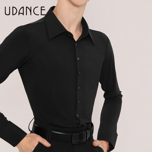 UDANCE New in Men's Ballroom Dance Shirt Long Sleeve Top for Men AMD14