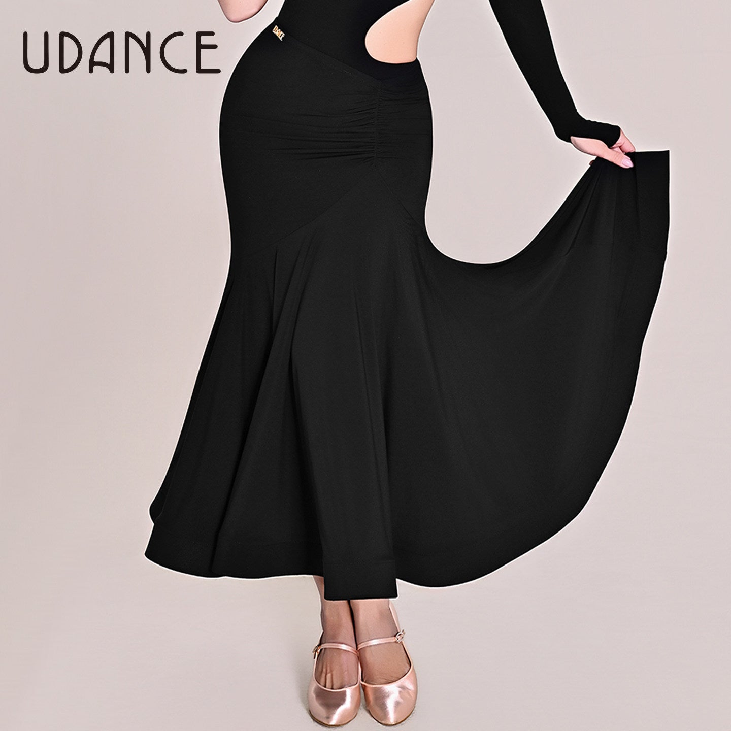UDANCE Women's Ballroom Dance Skirt High Waist Hip Covering Skirt AMD04